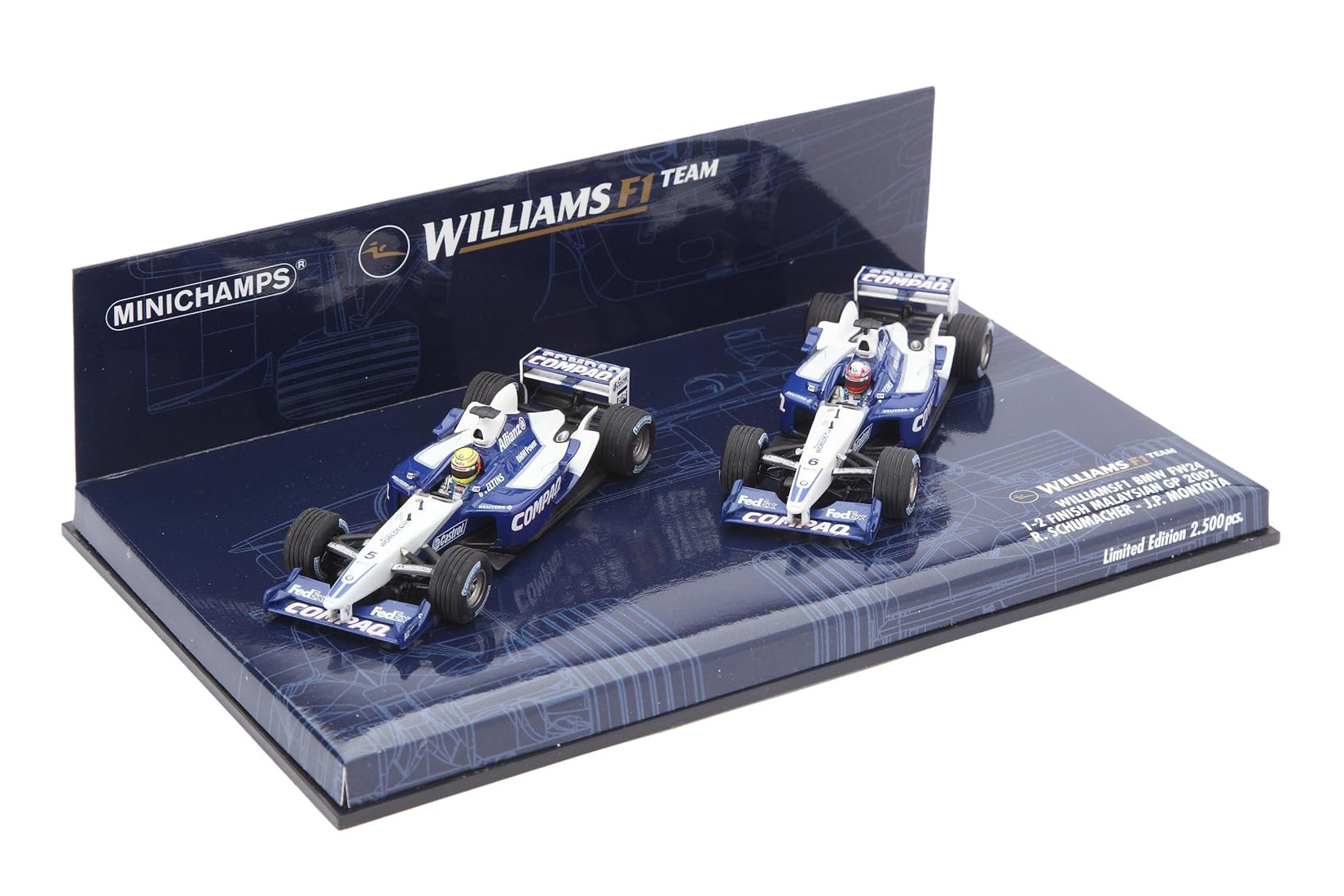 WILLIAMS BMW FW24 MALAYSIAN GP 2002 1-2 FINISH SET