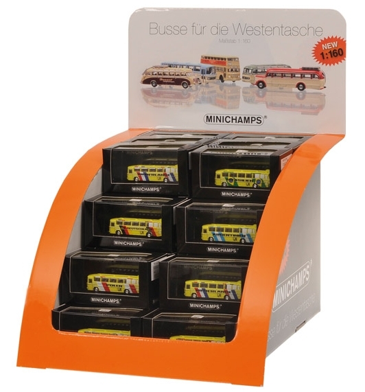 DISPLAY CON 36 AUTOBUS 1/160 N CAMPIONATO MONDIALE DI CALCIO 1974