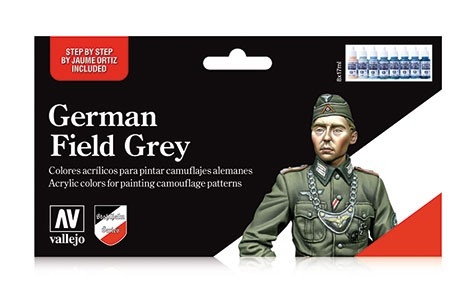 CONFEZIONE 8 COLORI GERMAN FIELD GREY PER UNIFORMI TEDESCHE